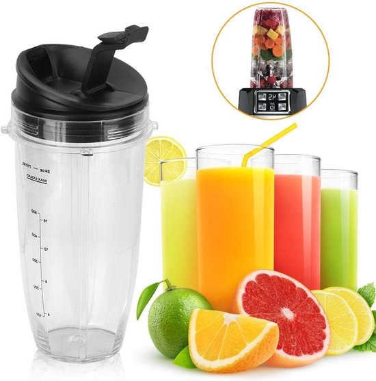 Vervangende Cup en Deksel Set voor 900W en 1000W Mixers - Herbruikbare Verpakking en Onderdelen 18oz, 24oz, 32oz — afbeelding 4