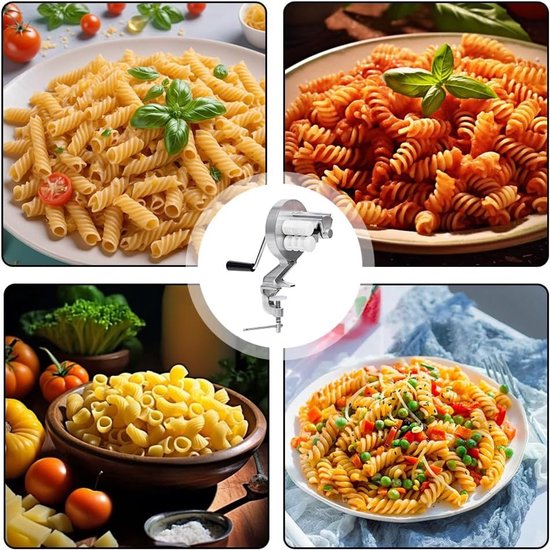 Handmatige Pastamachine voor verse Cavatelli en macaroni, draagbare aluminium Pastamaker met handmatige kruk — afbeelding 2