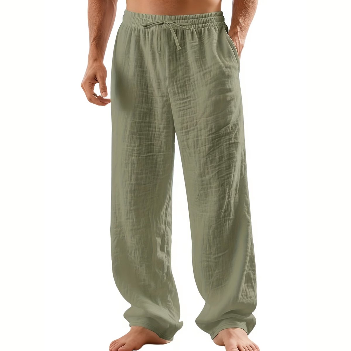 Currero Linnen Broek Heren - Zomerbroek - Volwassenen - Lange Broek - Pantalon - Strandbroek - Zomer - Ibiza Stijl - Varengroen XL