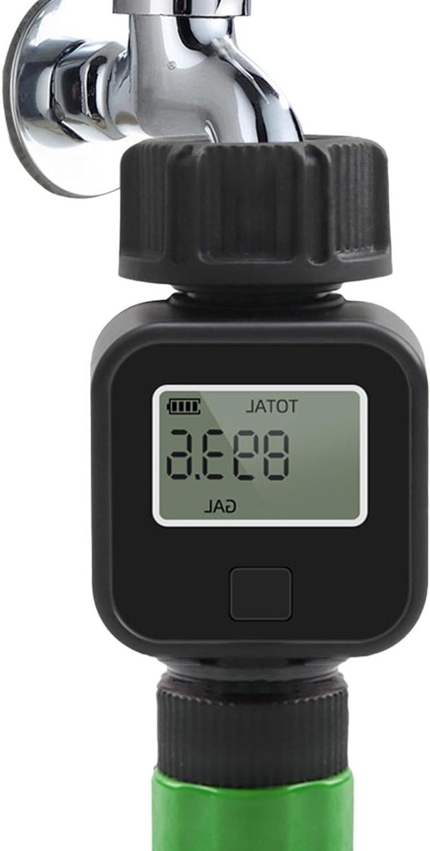 Digitale Watermeter - Debietmeter Slang - Waterverbruik Meten - Waterdicht Ontwerp - 5 x 6 x 5 cm - Zwart