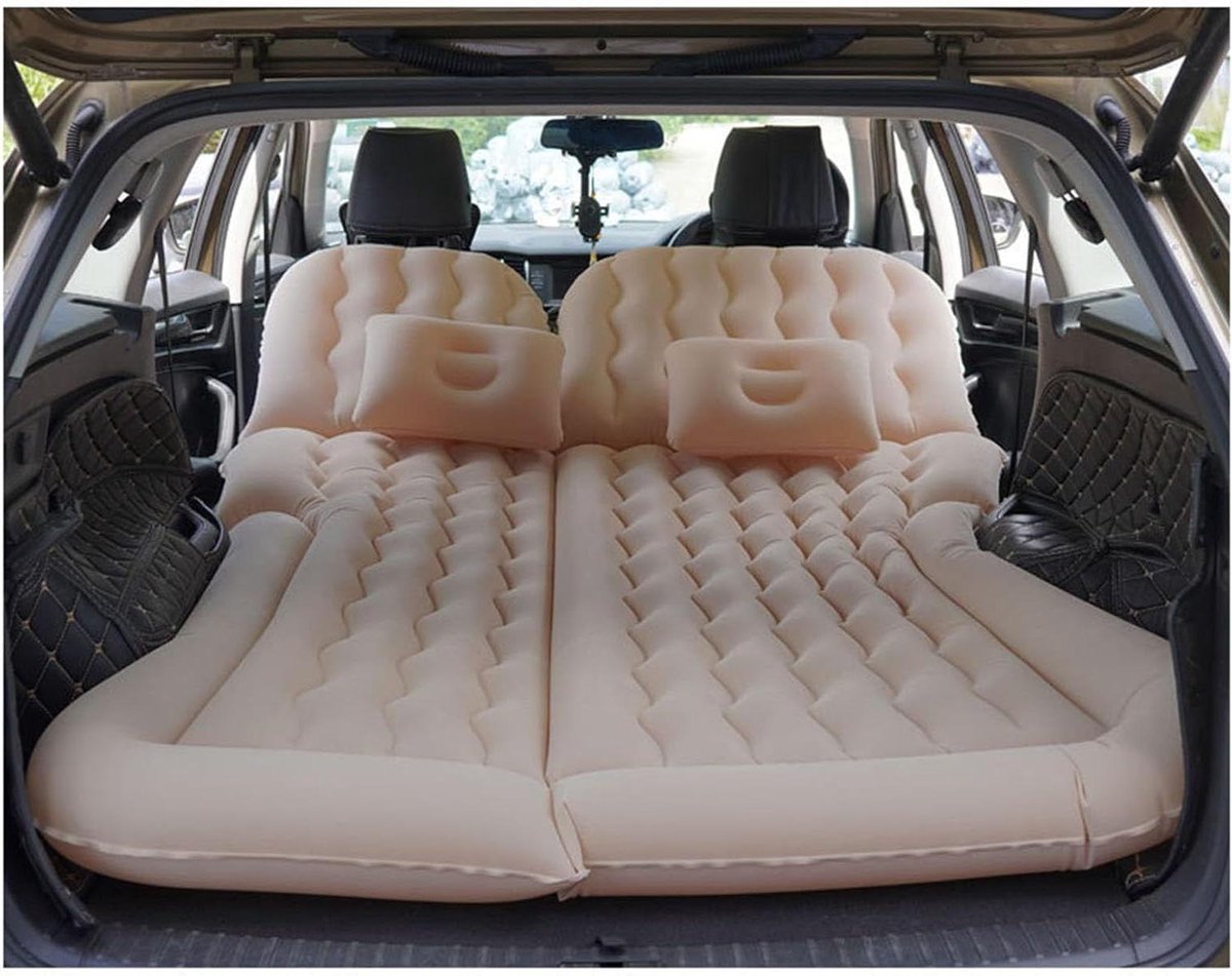 Auto Matras - Luchtbed Auto - Comfortabel Reizen - Zelfopblaasbaar - 15 cm dik - Beige