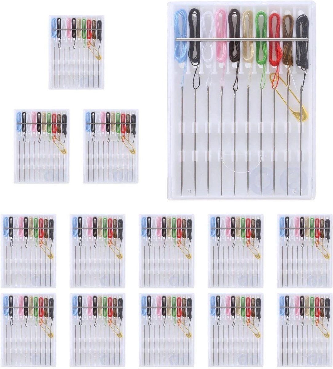 Mini Naaiset - Reis Naaiset - Snel Repareren - Voorgeregen Naalden - 14 Dozen - Veelkleurig