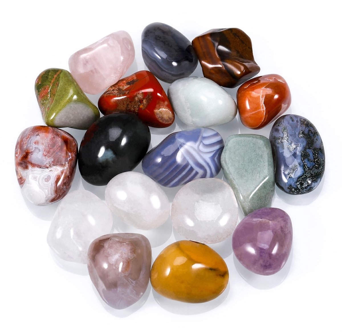 Dailygoods- Trommelstenen 18 Stuks - Natuurlijke Gepolijste Edelstenen - Helende Stenen voor Meditatie - Chakra - Reiki - Aarding - Kristallen