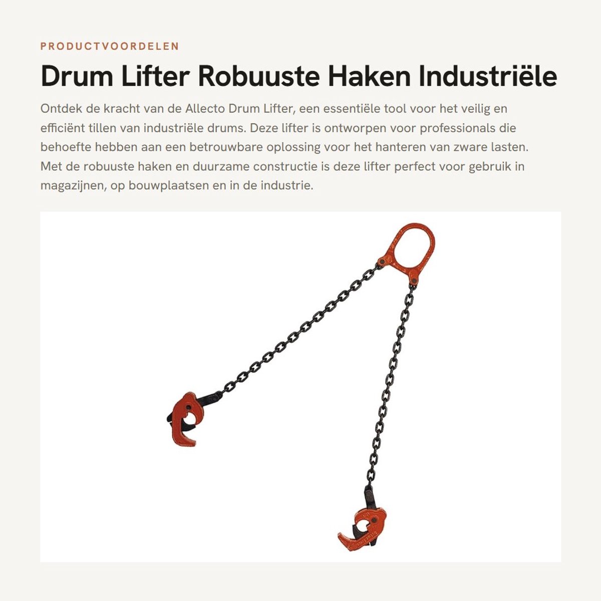 Dailygoods- Drum Lifter 0,5T Capaciteit - Robuuste Vatketting - Industriële Heftool - Stabiele Accessoires - Gelegeerd Staal - Praktisch Gebruik - Kettingheffer