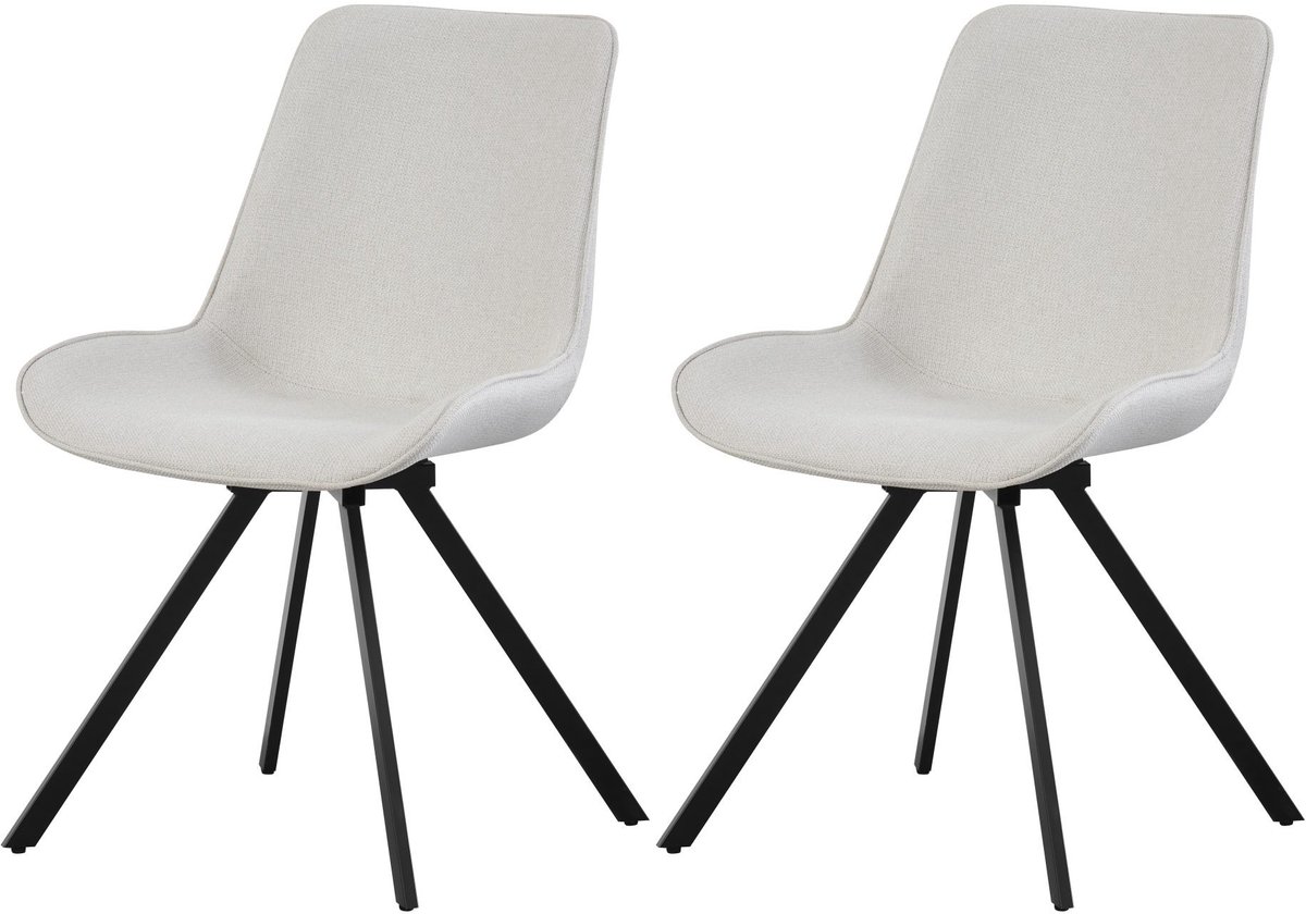 Furnilux Emilia draaistoel set van 2 in crème - Moderne 360° swivel stoel - 52cm blanc