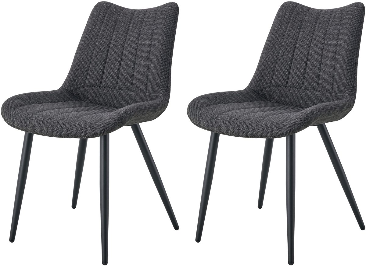 Furnilux Anthracite stoel set van 2 - Moderne 4-foot eetkamerstoel met quilted rug - 53cm blanc