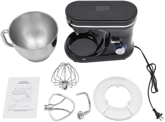 DIMICO - Mixer - Keukenmachine - Keukenmixer met Mengkom - 4,5L - RVS - 1000W - 8 Snelheden - Inclusief Deeghaak, Garde en Klopper van Dimico — afbeelding 3