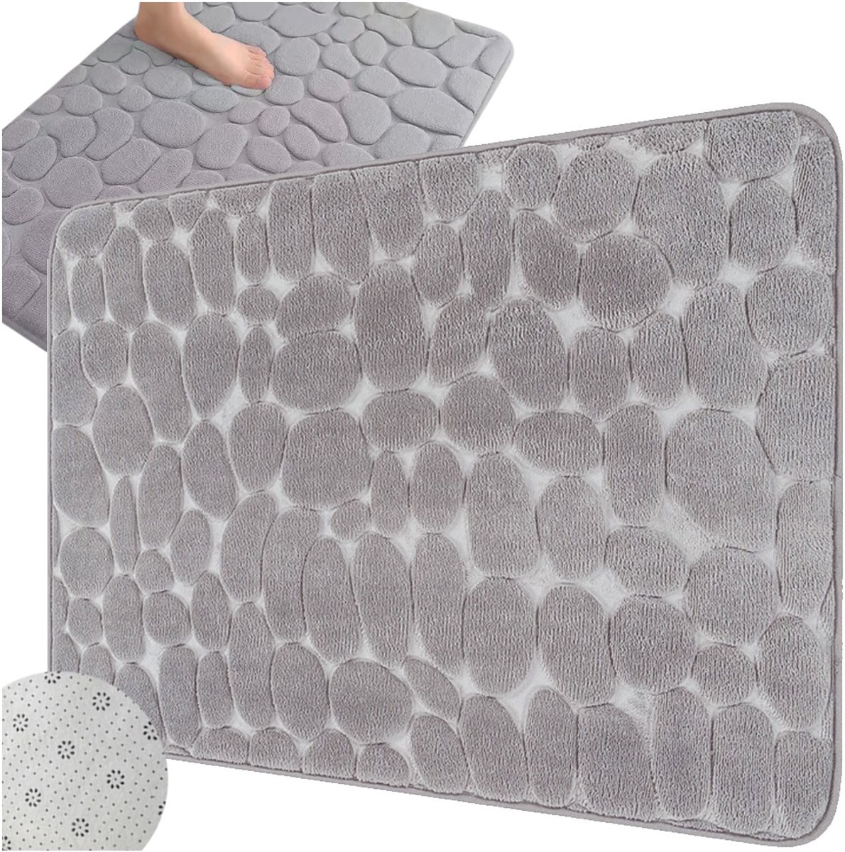 Badmat Antislip - Absorberende Douchemat - Sneldrogende Badkamer Mat - Grijs - 80 x 50 cm
