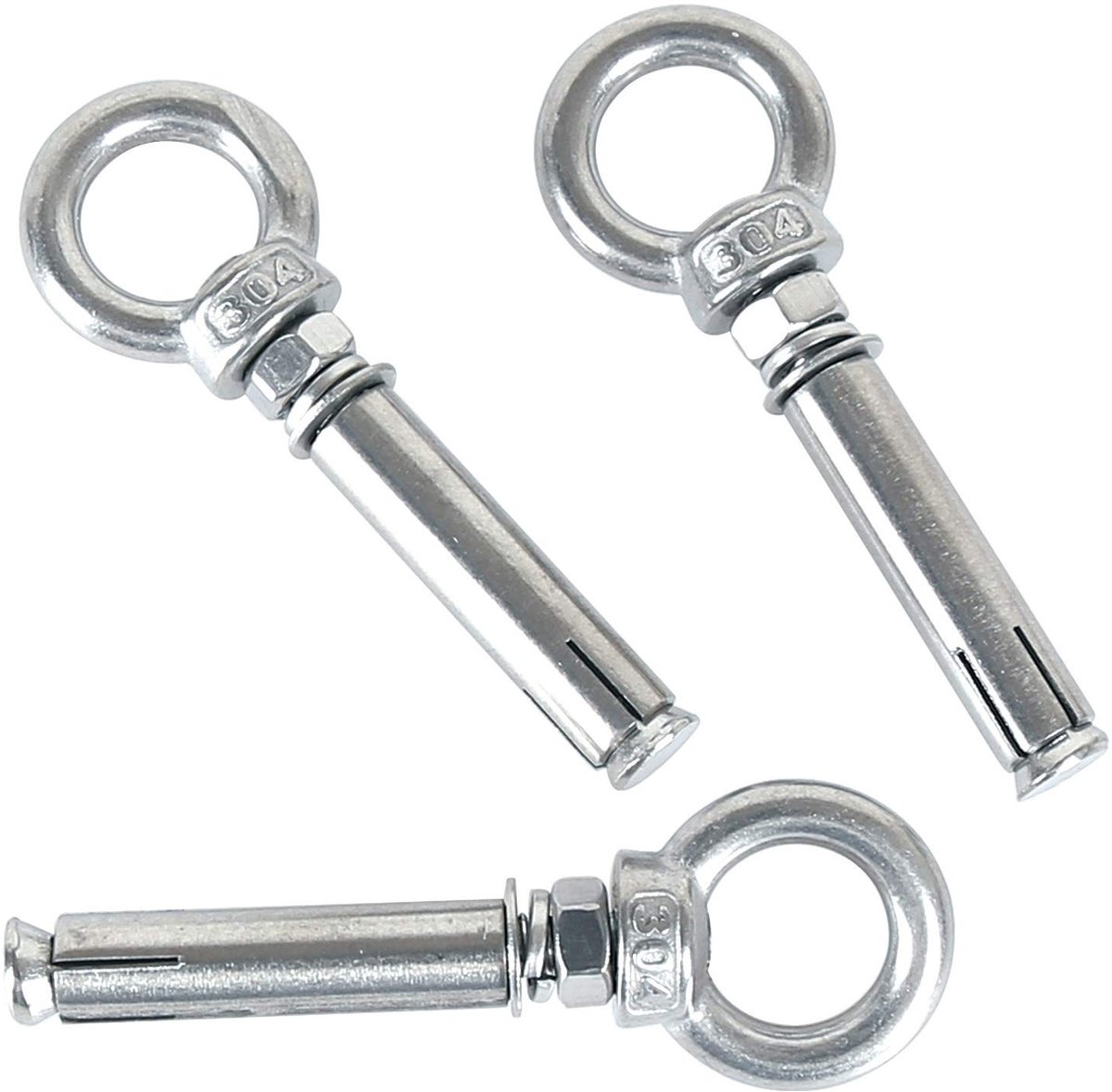 Dailygoods- Ankerbouten M8 x 60 mm - 304 Roestvrij Staal - Expansieschroef - Boutanker - Oogschroef - 5 Stuks - Geschikt voor Hekken en Deuren