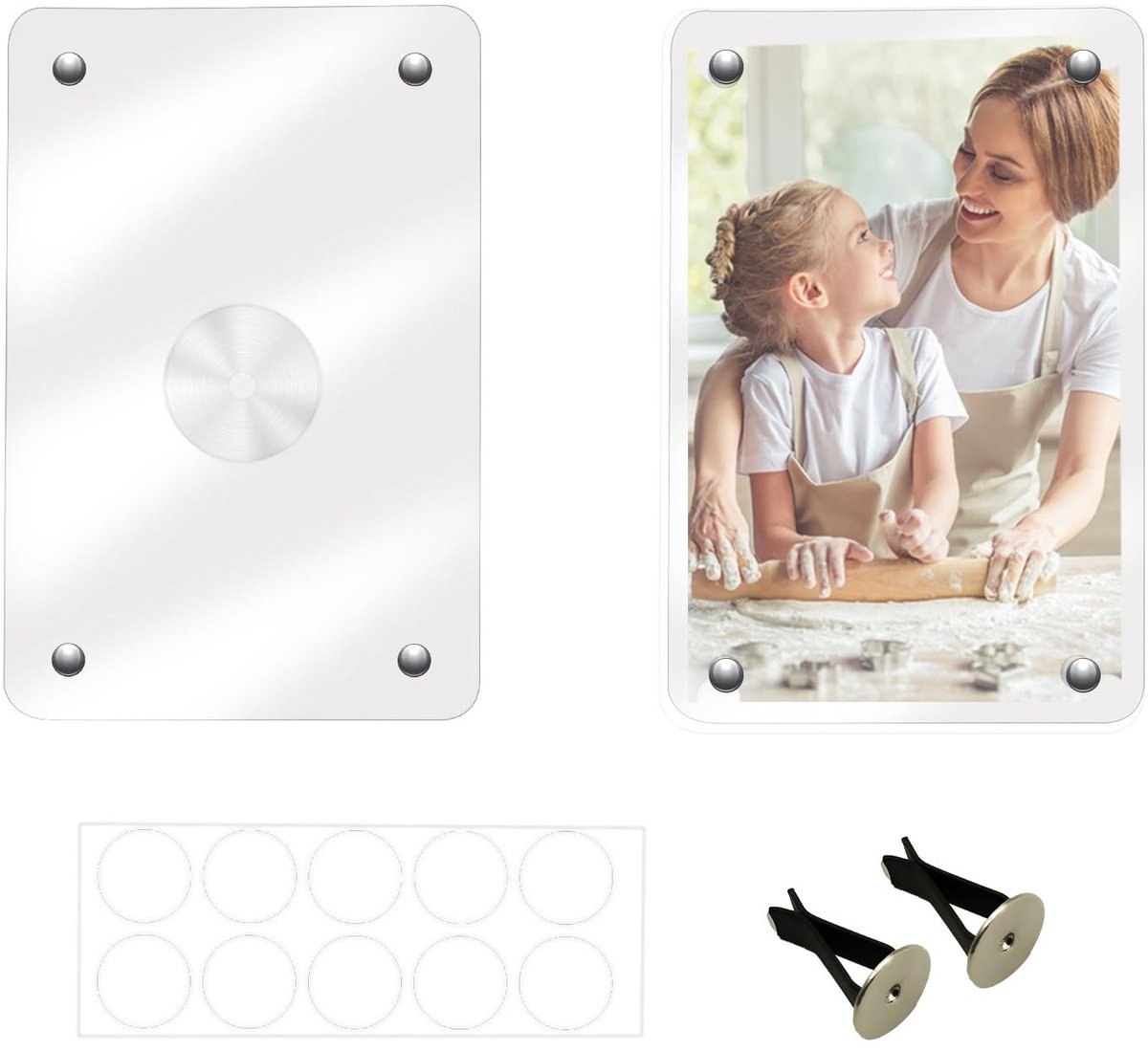 Dailygoods- Autofotohouder 2 stuks - Fotolijstclip - Magnetisch - Acryl - Dashboardventilatie - Geschikt voor Polaroid 3,5 x 2,4 inch - Fotolijst