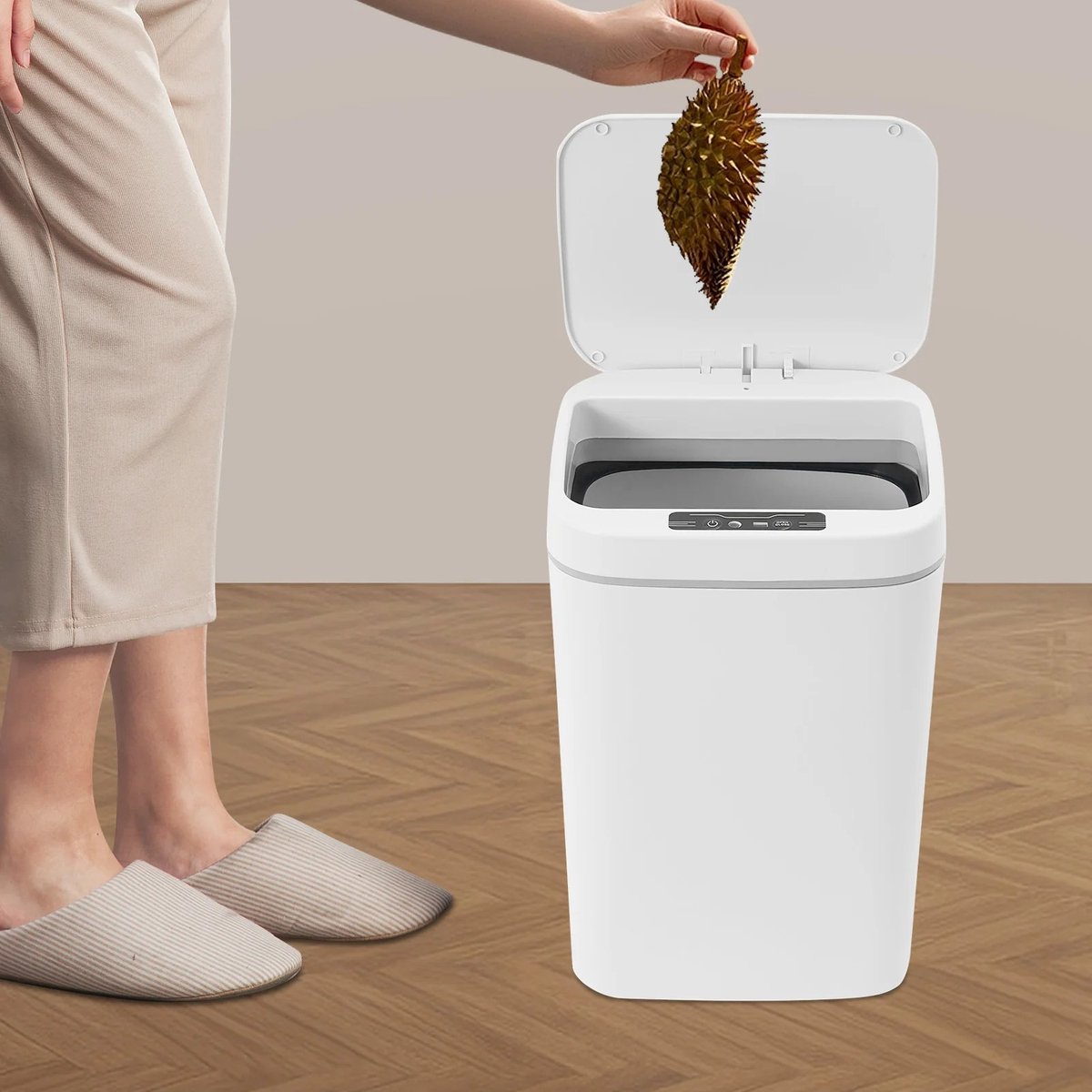 Dailygoods Keuken Kantoor Afvalbak 16L Automatische Infrarood Meting Sensor Prullenbak Touchless Wit voor Keuken Slaapka