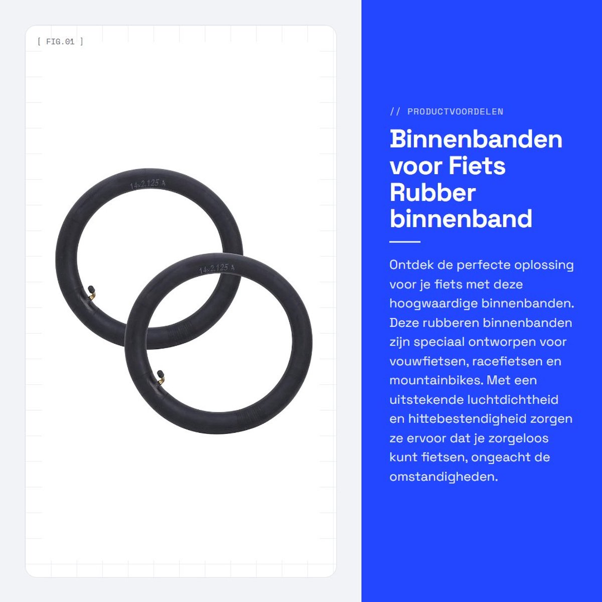 Dailygoods- Binnenband 2 Stuks - Rubber Binnenband - Vervangende Bandenbuis - Geschikt voor Racefiets/Mountainbike - Butylrubber - Hittebestendig - Fietsband
