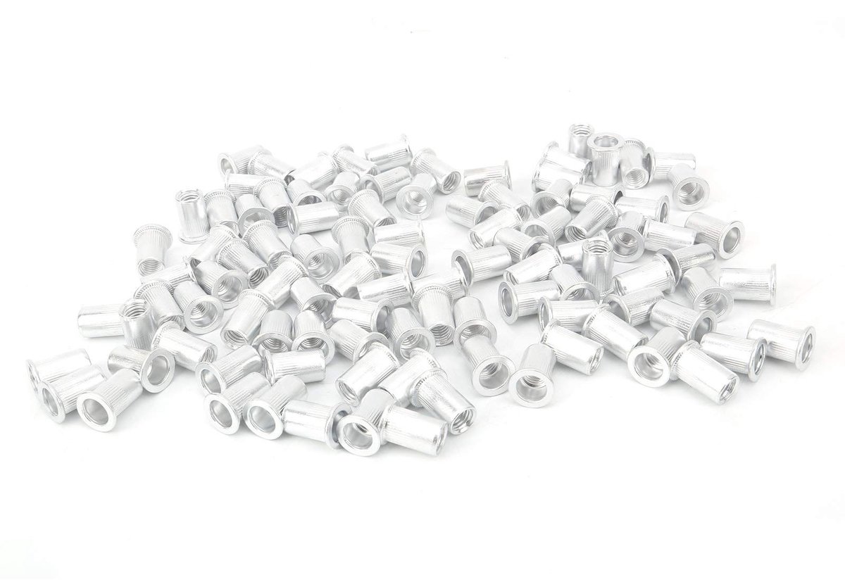 Dailygoods- Trekklinkmoeren 100 Stuks - Aluminium Platte Kop - Binnendiameter 8 mm - Buitendiameter 10,9 mm - Schokbestendig - Voor M8 Klinkmoeren