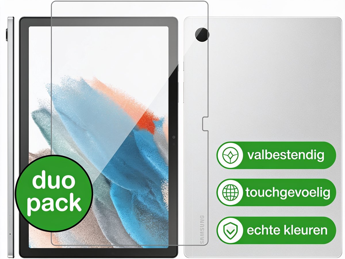 Screenprotector Samsung Galaxy Tab A8 - 10.5 inch - 2 Stuks Duo Pack - Gehard Glas 9H - Tempered Glass Beschermglas - Case Friendly - Tablet Screen Protector