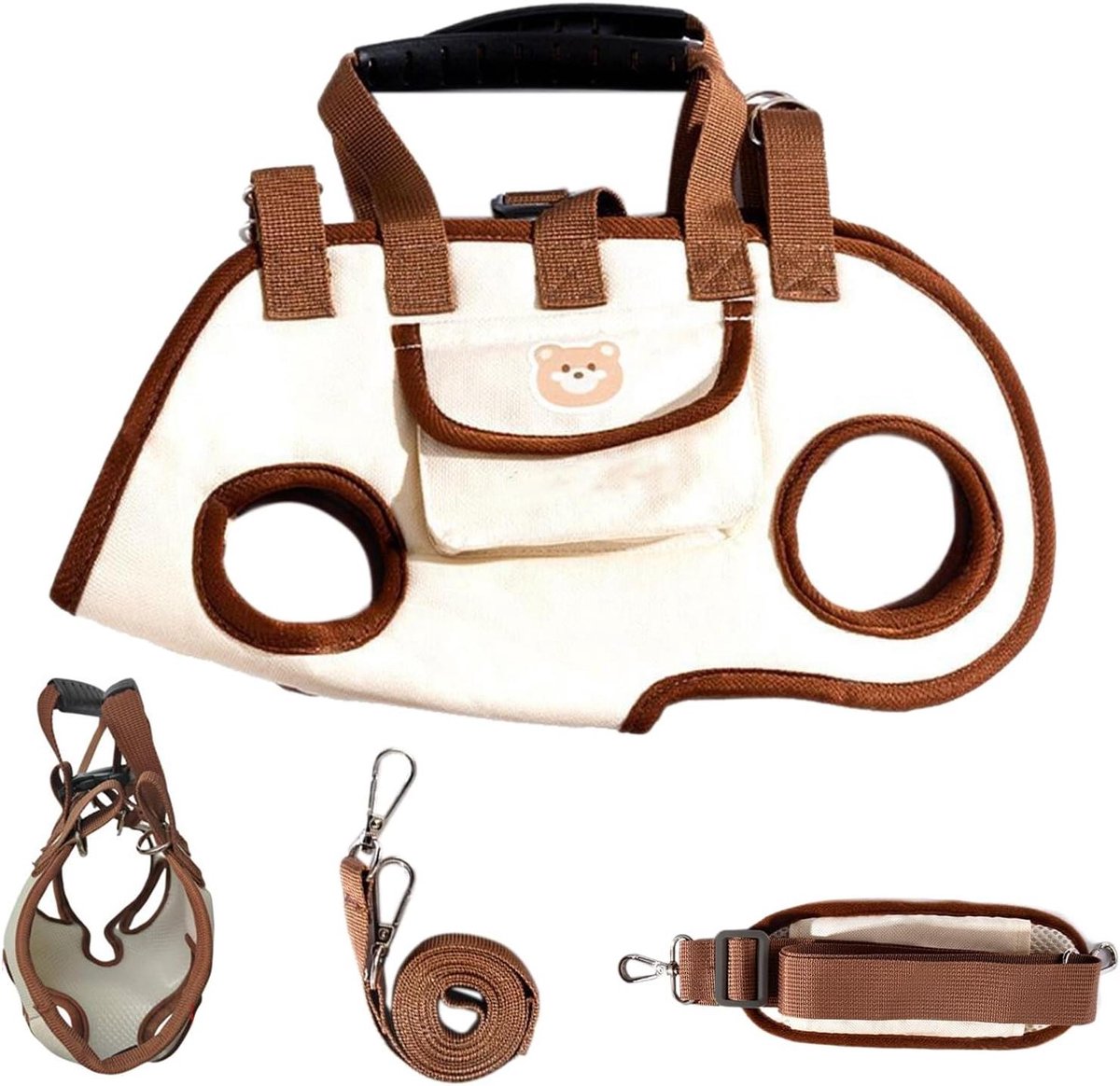 Hondendraagtas - Draagbare Schoudertas - Reizen met Huisdier - Ademend Oxford Materiaal - 33.4L x 22.4W cm - Zwart