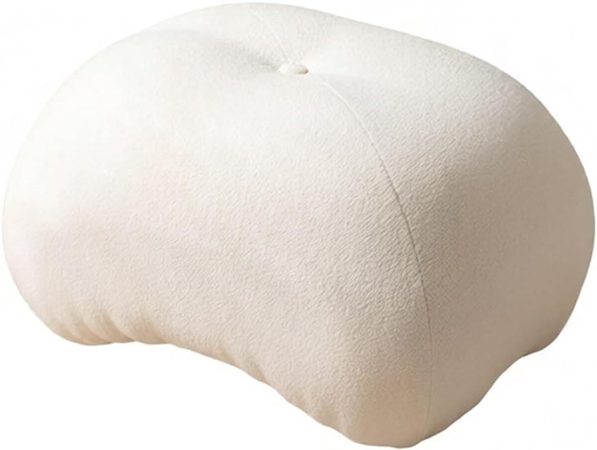 Kleine Voetenbank - Gestoffeerde Poef - Ontspan uw lichaam - Geen montage nodig - 55x40x33 cm - Beige