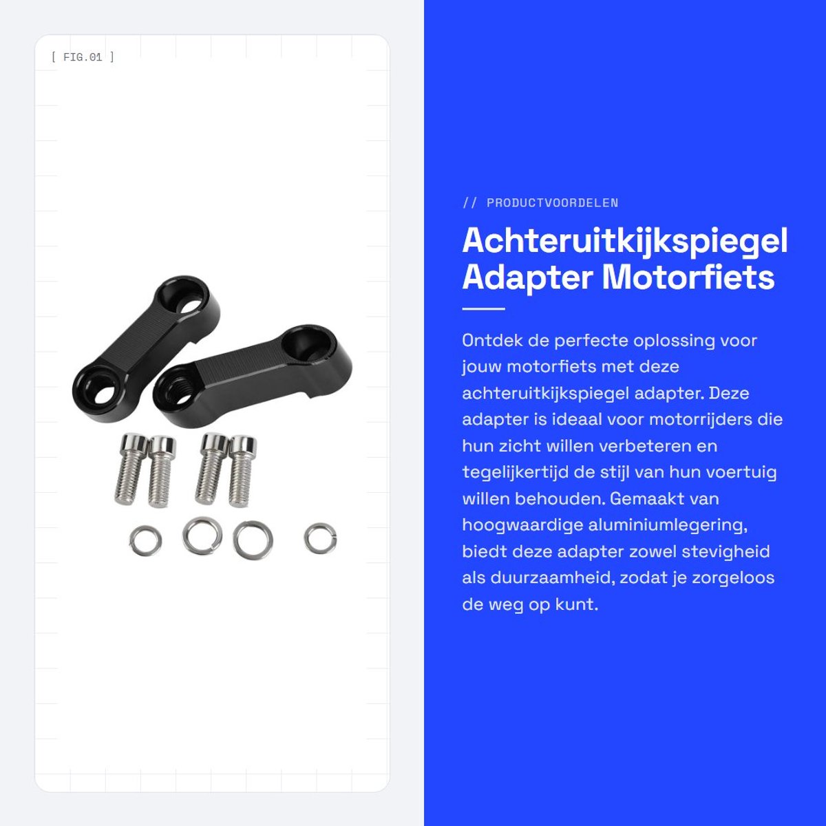Dailygoods - Achteruitkijkspiegel Adapter - Motorfiets Riser Mount - Stevig en Roestvrij - Zwart - Spiegel Adapter Kit - Geschikt voor 8 mm en 10 mm