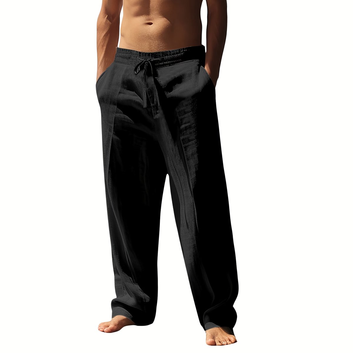 Currero Linnen Broek Heren - Zomerbroek - Volwassenen - Lange Broek - Pantalon - Strandbroek - Zomer - Ibiza Stijl - Zwart XXXL