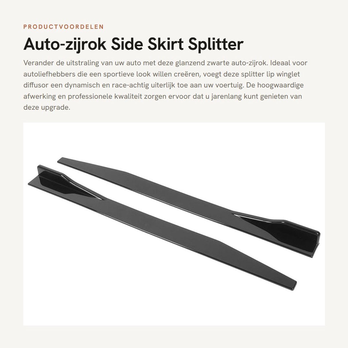 Dailygoods- Zijrok Professionele Kwaliteit - Auto-zijrok - Splitter Lip - Winglet Diffuser - Universeel 120cm - Glanzend Zwart
