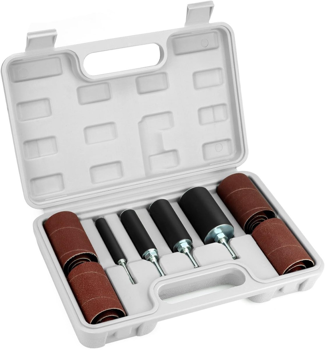 Dailygoods - Schuurrolset - 20-delig - Inclusief opbergdoos - Voor houtbewerking - Aluminium oxide - Geschikt voor rotatietools