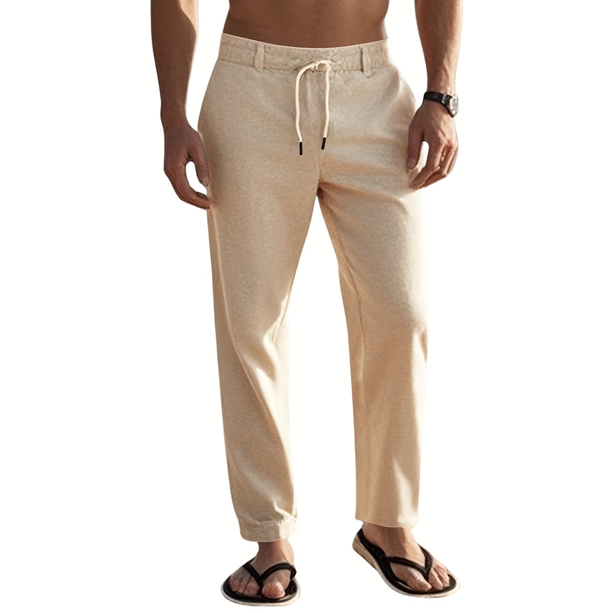 Currero Linnen Broek Heren - Zomerbroek - Volwassenen - Lange Broek - Pantalon - Strandbroek - Zomer - Ibiza Stijl - Khaki XXL