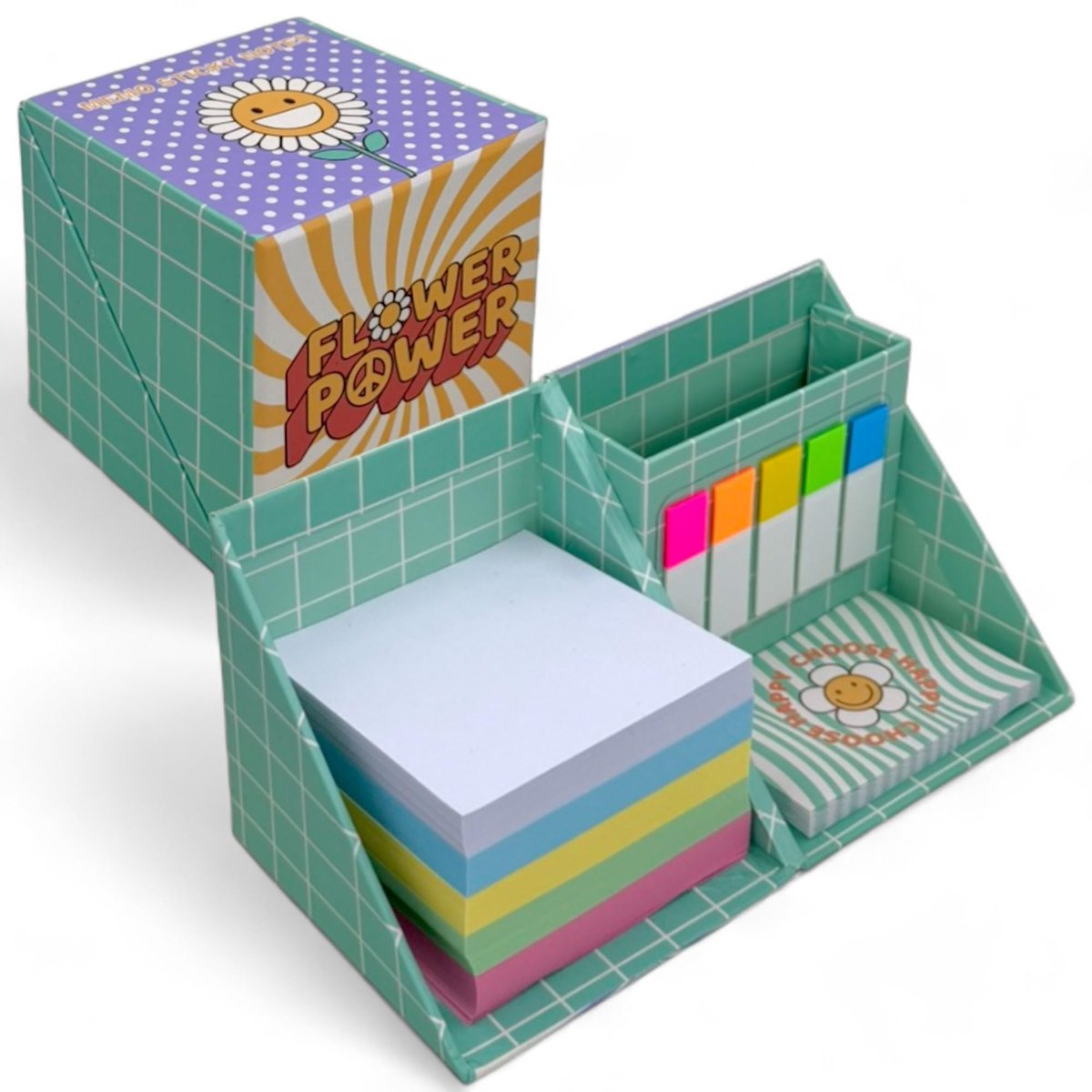 Dailygoods- Notitieblok kleurrijke notitieblaadjes - 500 vellen - 180 zelfklevende notities - bureauorganizer - opklapbaar - 18 x 9 x 9 cm - Notitieboek