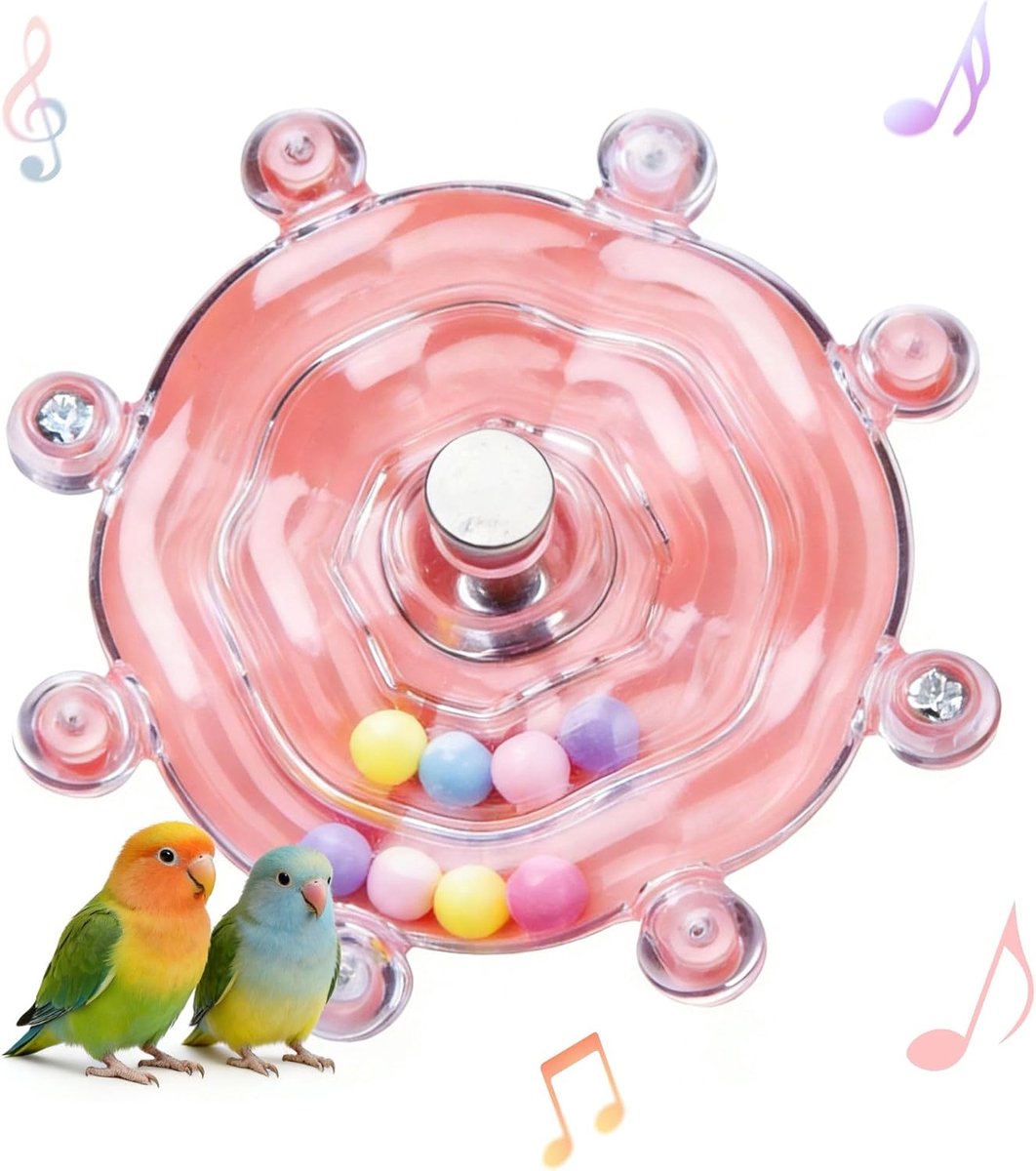 1 Kleine interactieve draaischijf voor vogels - Ca. 6 cm in diameter - Gemakkelijk te gebruiken - Geschikt voor grasparkieten, valkparkieten, dwergpapegaaien, klauwierachtigen en conures - Roze