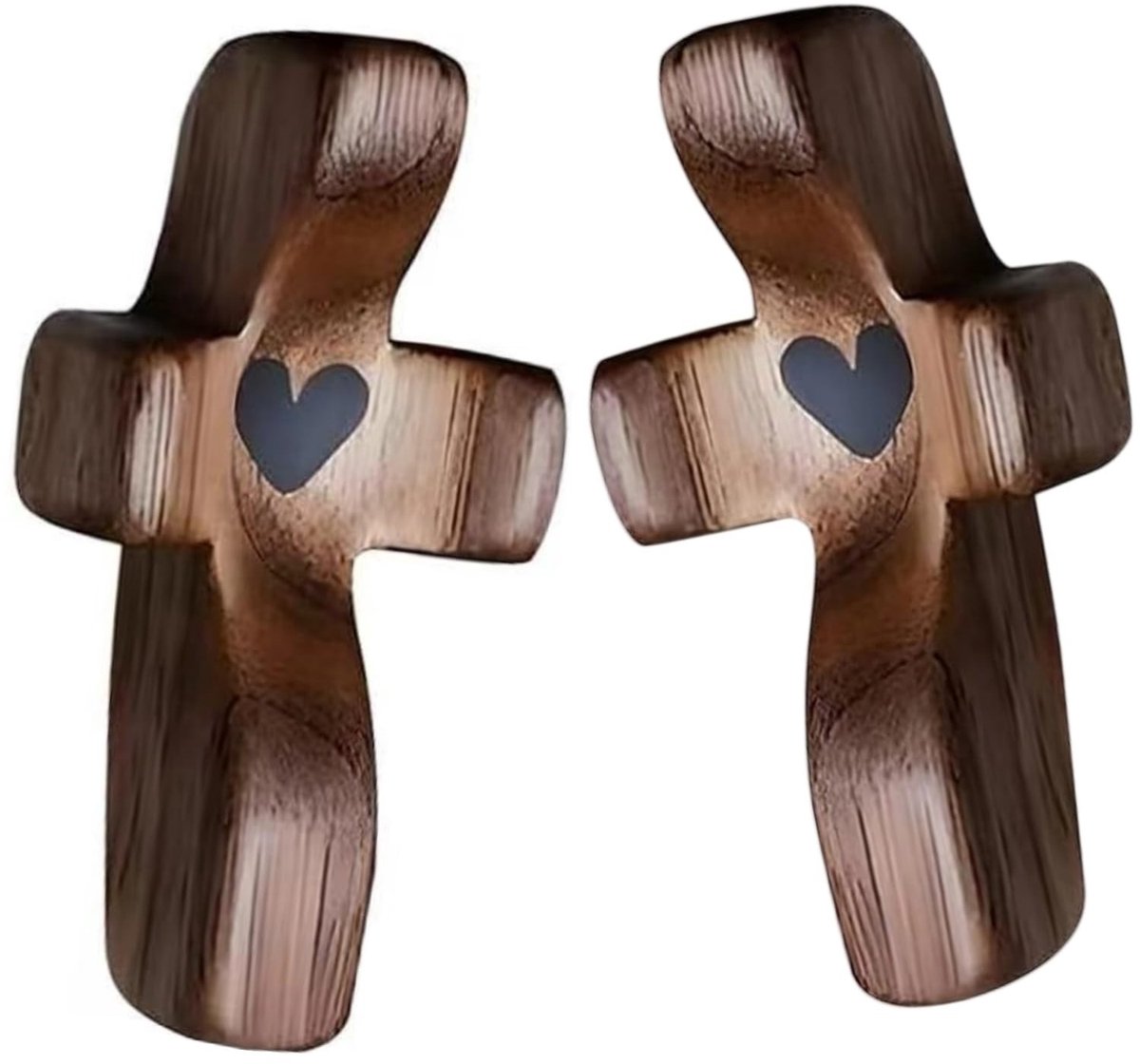 Dailygoods- Houten Kruis - 2 Stuks Gesneden - Vintage Love Kruis - Zakkruis - Handkruis - 51 x 25 mm - Hoogwaardig Hout