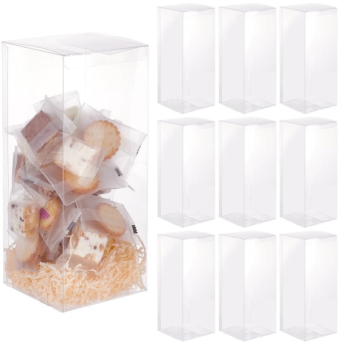 Dailygoods- Opbergdozen 10 stuks - Rechthoekige Plastic Dozen - 10 x 10 x 25 cm - Geschenkverpakking voor Bruiloft - Valentijnsdag - Verjaardagsfeesten - Opbergdoos