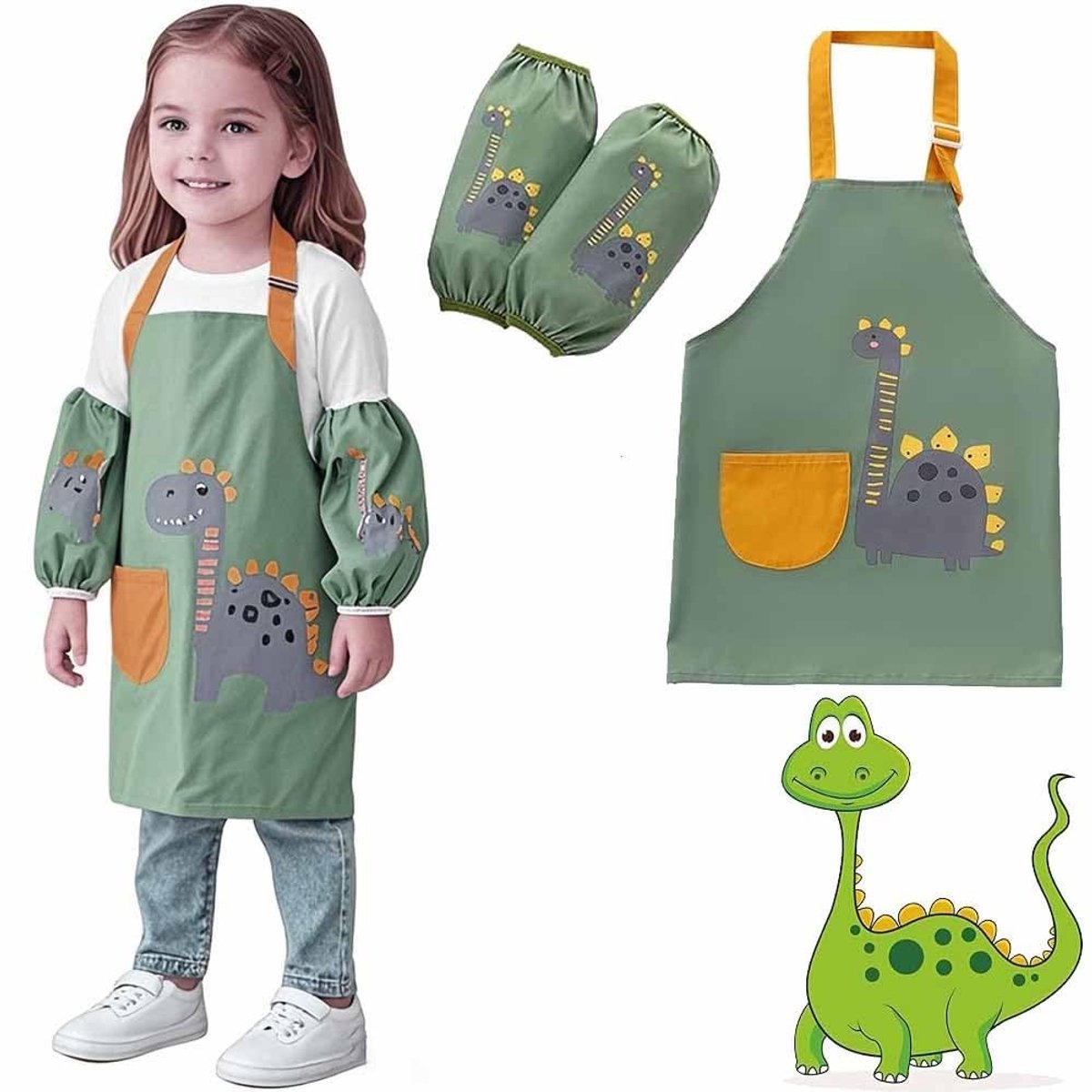 Dailygoods- Kinderschorten waterdicht - Kinderschort met mouwen - Verstelbare bandjes - Zak voor speelgoed - Geschikt voor 9-12 jaar - Glad materiaal tegen vlekken - Schilderschort