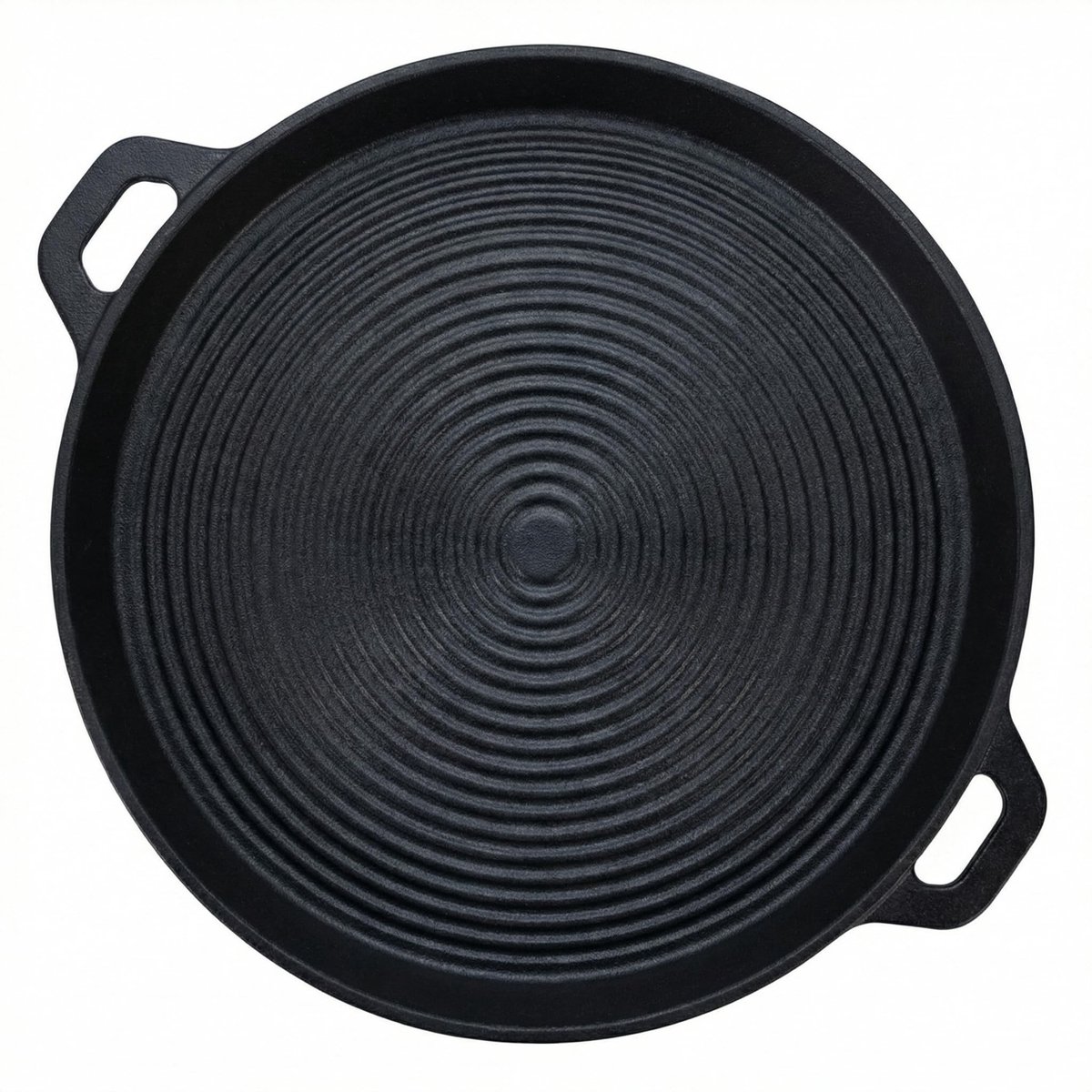 Dailygoods- Grillpan 40,5 cm - Gietijzer - Ronde Serveerpan - Groefstructuur - Handgrepen - Geschikt voor Keuken/Oven/BBQ