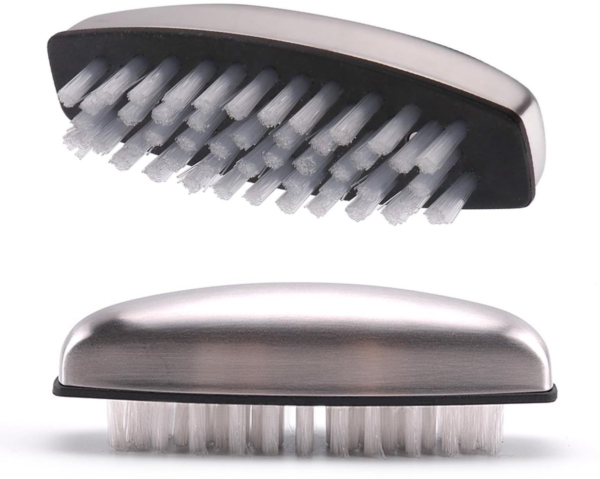 Dailygoods- Nagelborstel - Roestvrij Staal - 2 Stuks - Duurzaam - Handreinigingsborstel - Zachte Borstelharen - Veilig voor Huid - Handborstel