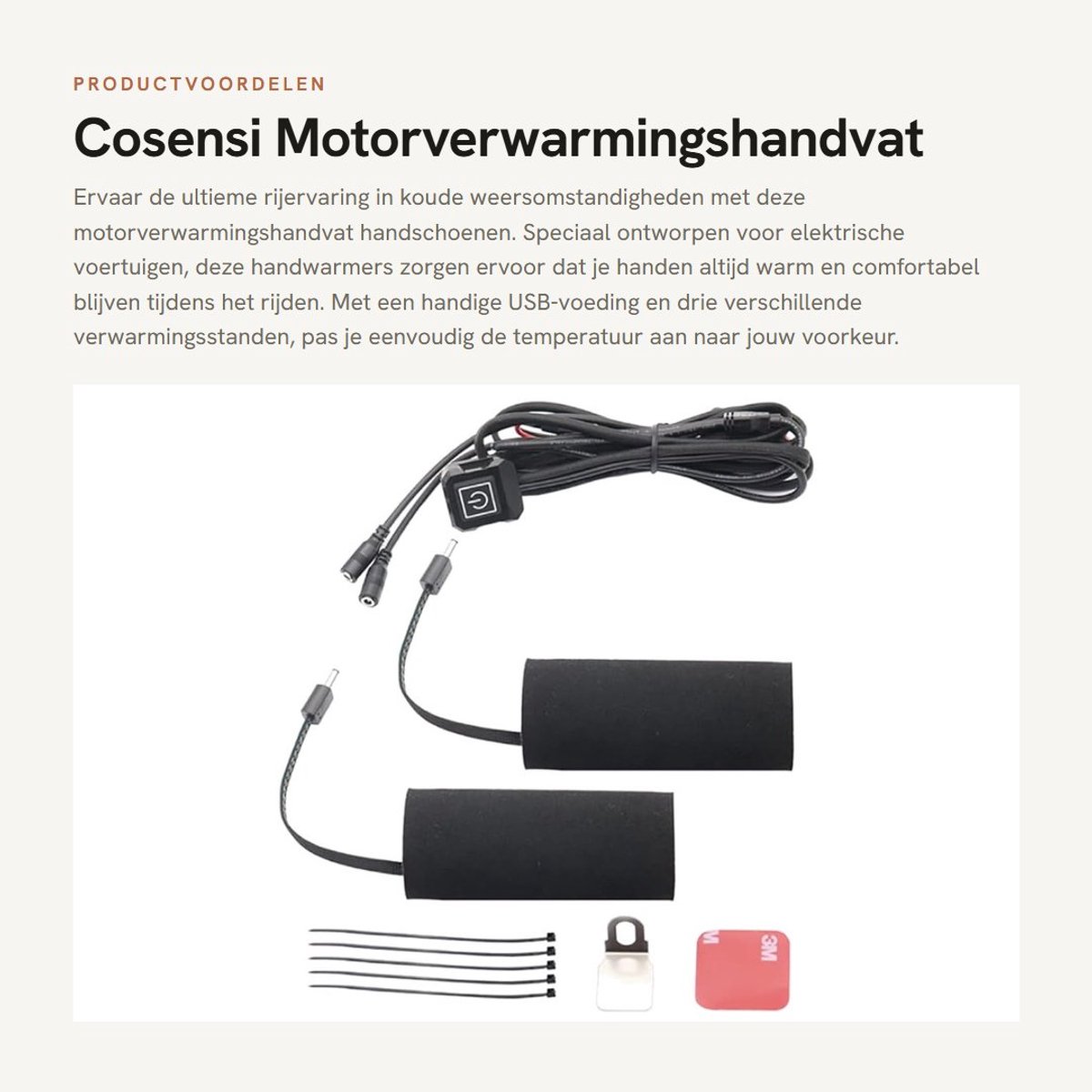 Dailygoods - Motorverwarmingshandvat - Handschoenen met USB-voeding - Drie versnellingen - Zwart - Handwarmers voor elektrische voertuigen - Verwarmin...