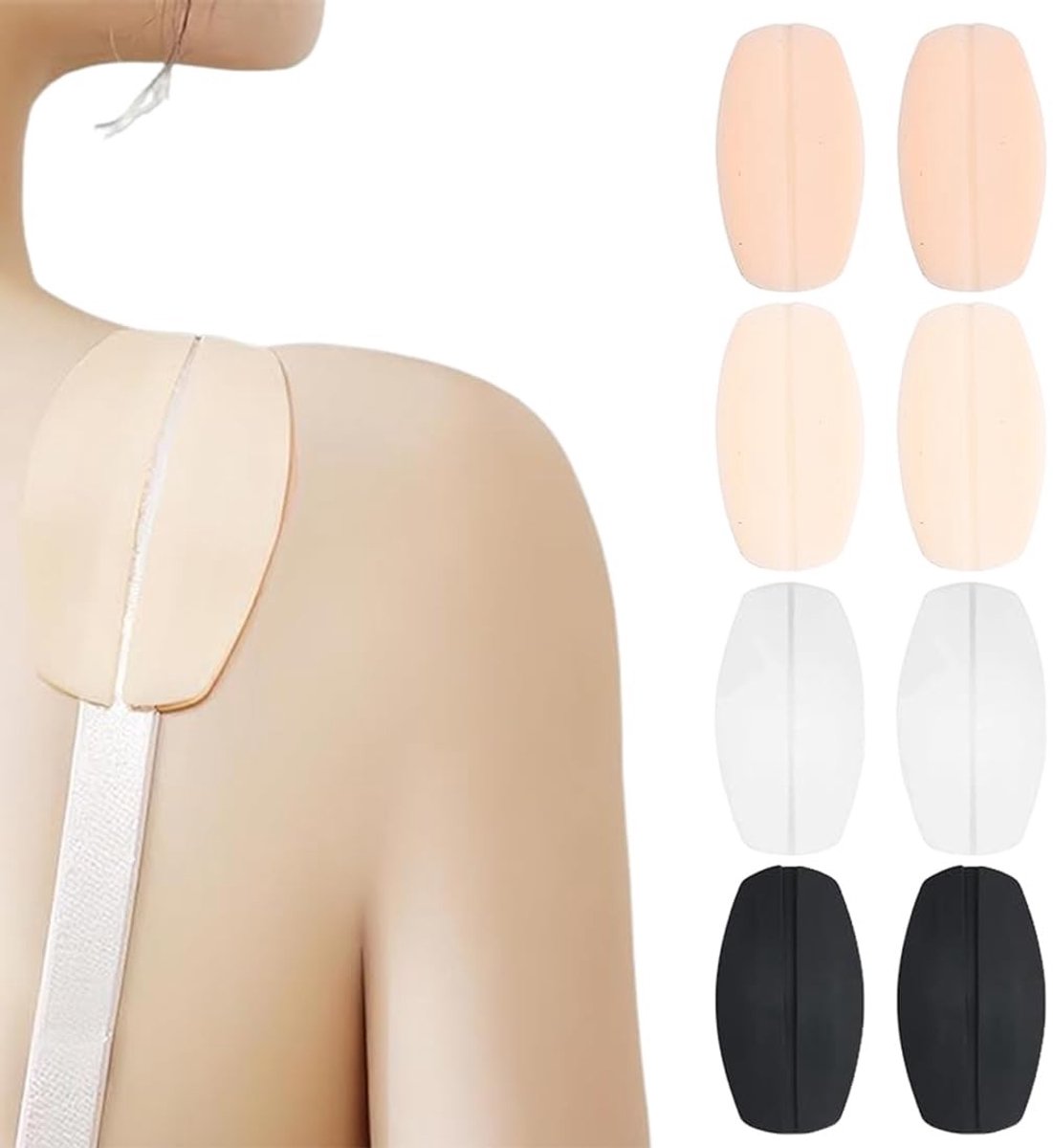 Dailygoods- Schouderpads Antislip - 8 Stuks - Siliconen Pads - Gevoerde Ballen - Beha-Bandjes - Drukverdeling - Bescherming tegen Wrijving - Bh-schuim