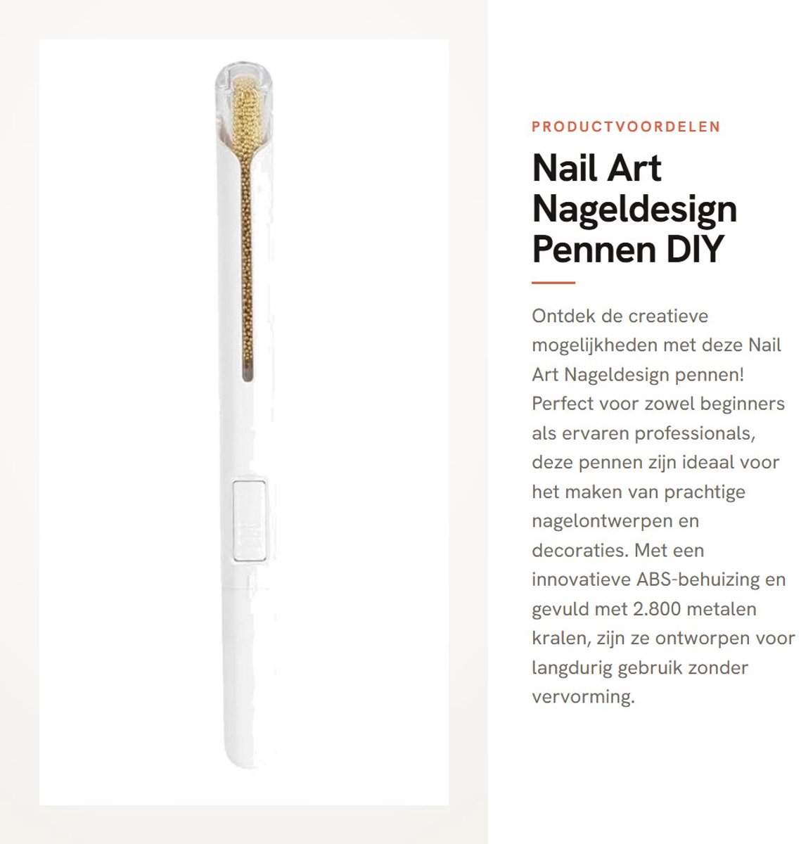 Dailygoods- Nageldesign Pen - Eenvoudig te gebruiken - Metalen kralen - DIY Manicure - Decoraties - Duurzaam materiaal - Nail Art Tool