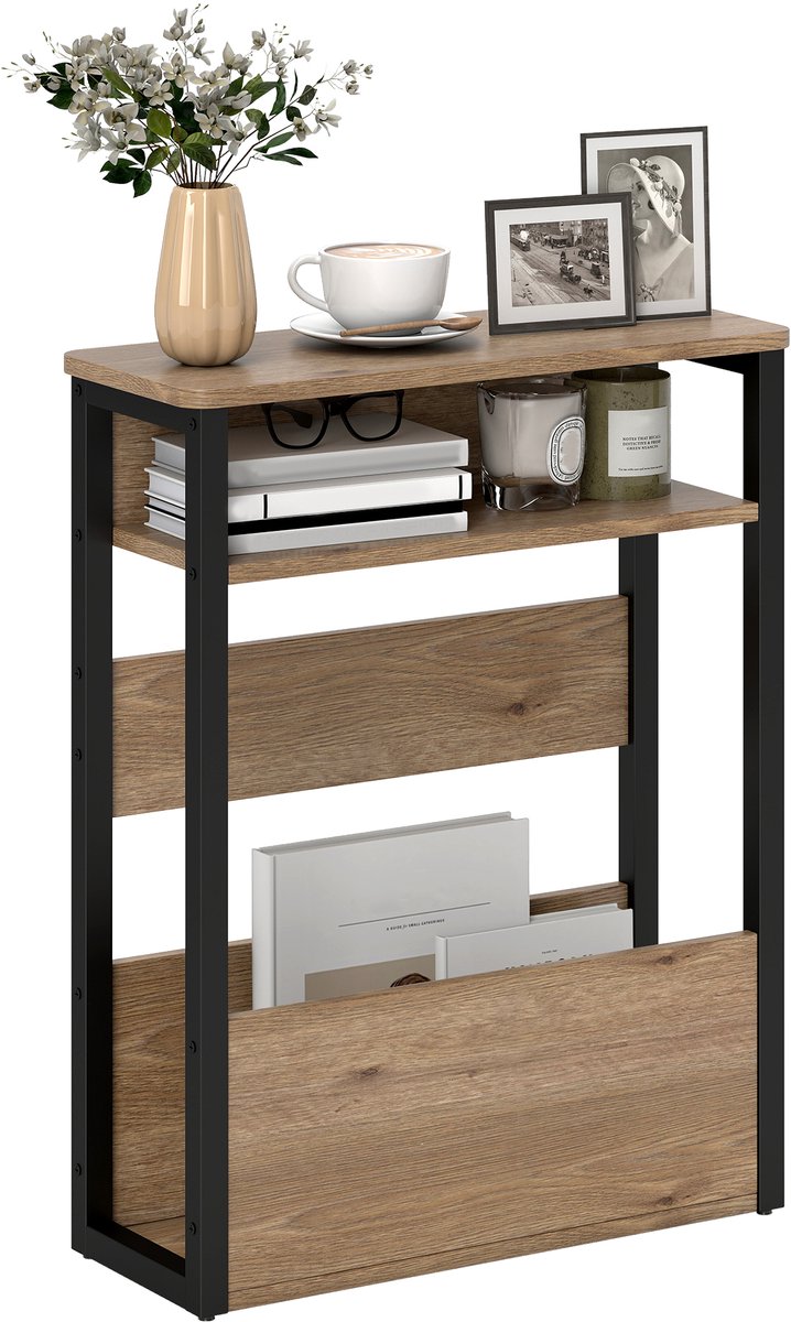 Homcom bijzettafel - Spaanplaat - 46x18x58,5cm - Donker walnoot