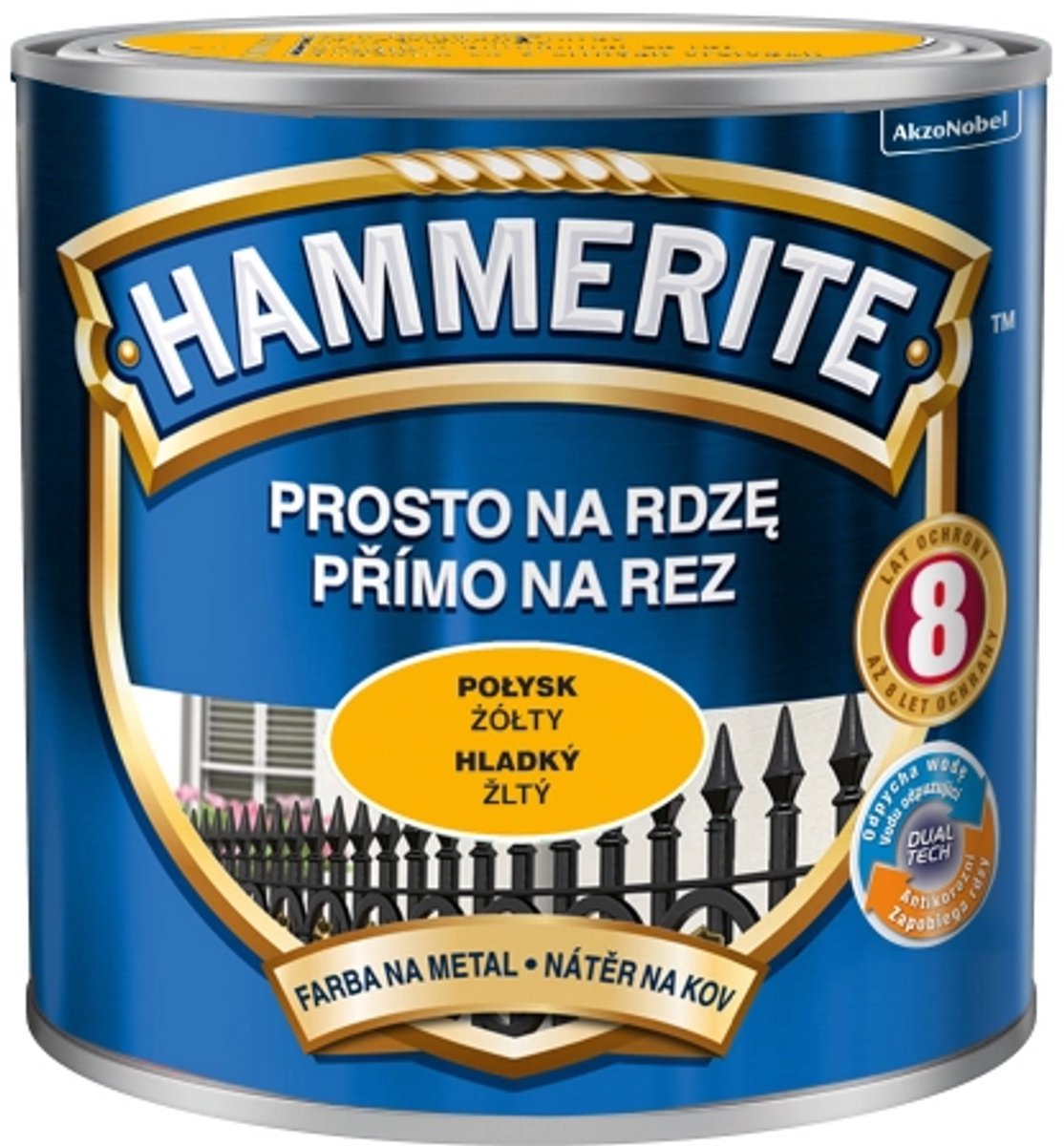 Hammerite Direct roest glad 0,25 l, Geel