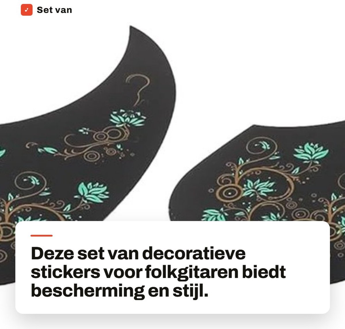 Dailygoods- Decoratieve Stickers Set van 2 - Gitaarslagbeschermer - Biascorrectiestickers - Geschikt voor 40/41 Inch Gitaren - Zelfklevend - PVC 18 x 9,7 cm