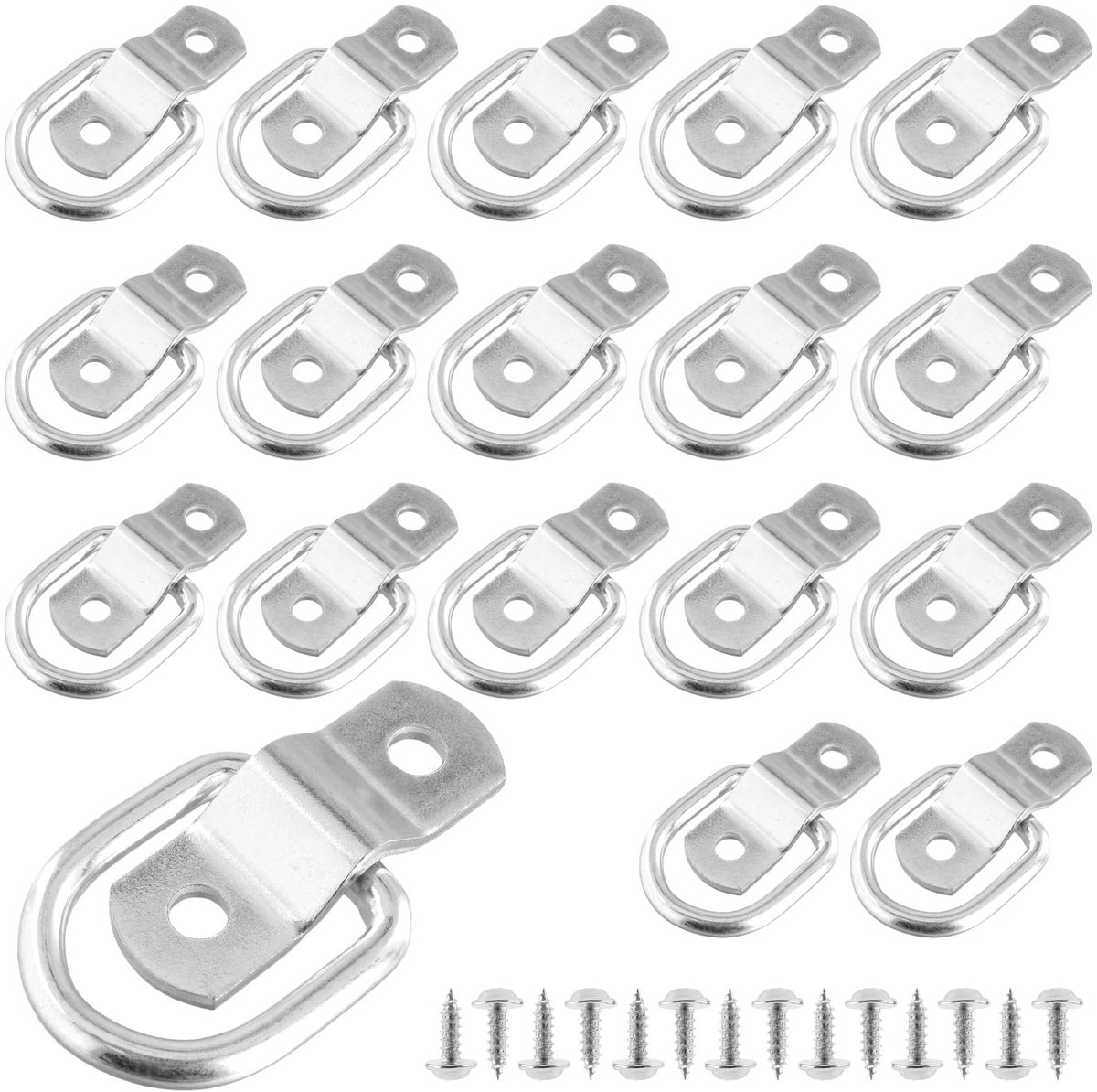 Dailygoods- Sjorring 18 Stuks - D-ringanker - Sjorogen - Haken - Aanhangers - Draagvermogen 200 kg - Verzinkt Staal - Verankering