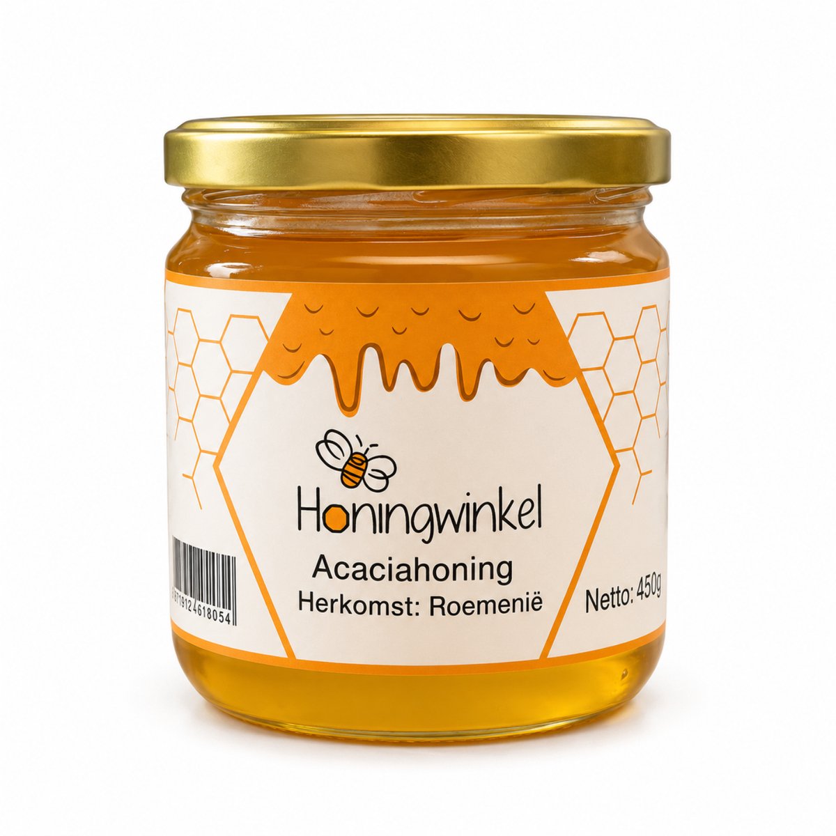 Acaciahoning 450g Roemenië Honingwinkel (vloeibaar)
