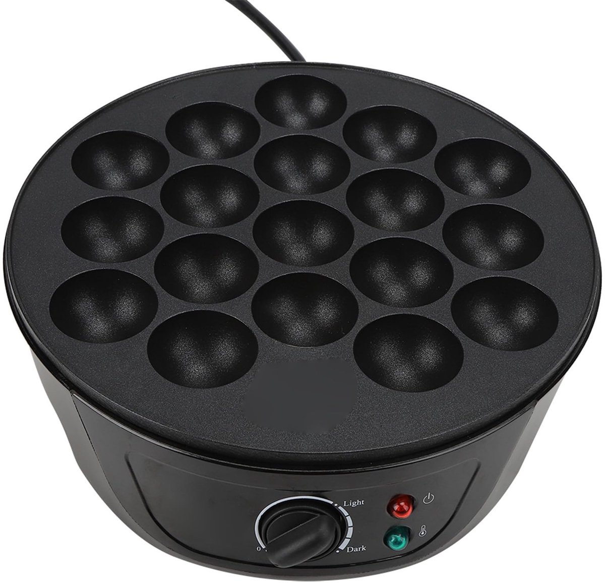 Dailygoods - Takoyaki-machine - 18 ronde vormen - Antiaanbaklaag - Zwart - Voor takoyaki en cakeballen - Thuis genieten van heerlijke snacks - Geschik...