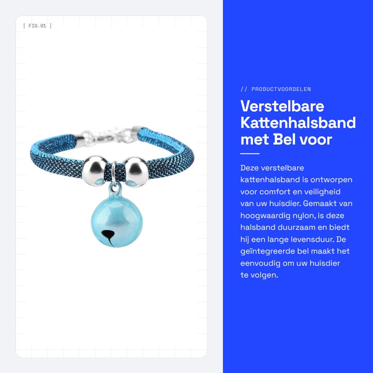 Dailygoods- Kattenhalsband Verstelbaar - Kattenhalsband met Bel - Kattenhalsband Veiligheidssluiting - Kattenhalsband Nylon - Kattenhalsband Compact - Duurzaam Materiaal - Huisdierhalsband