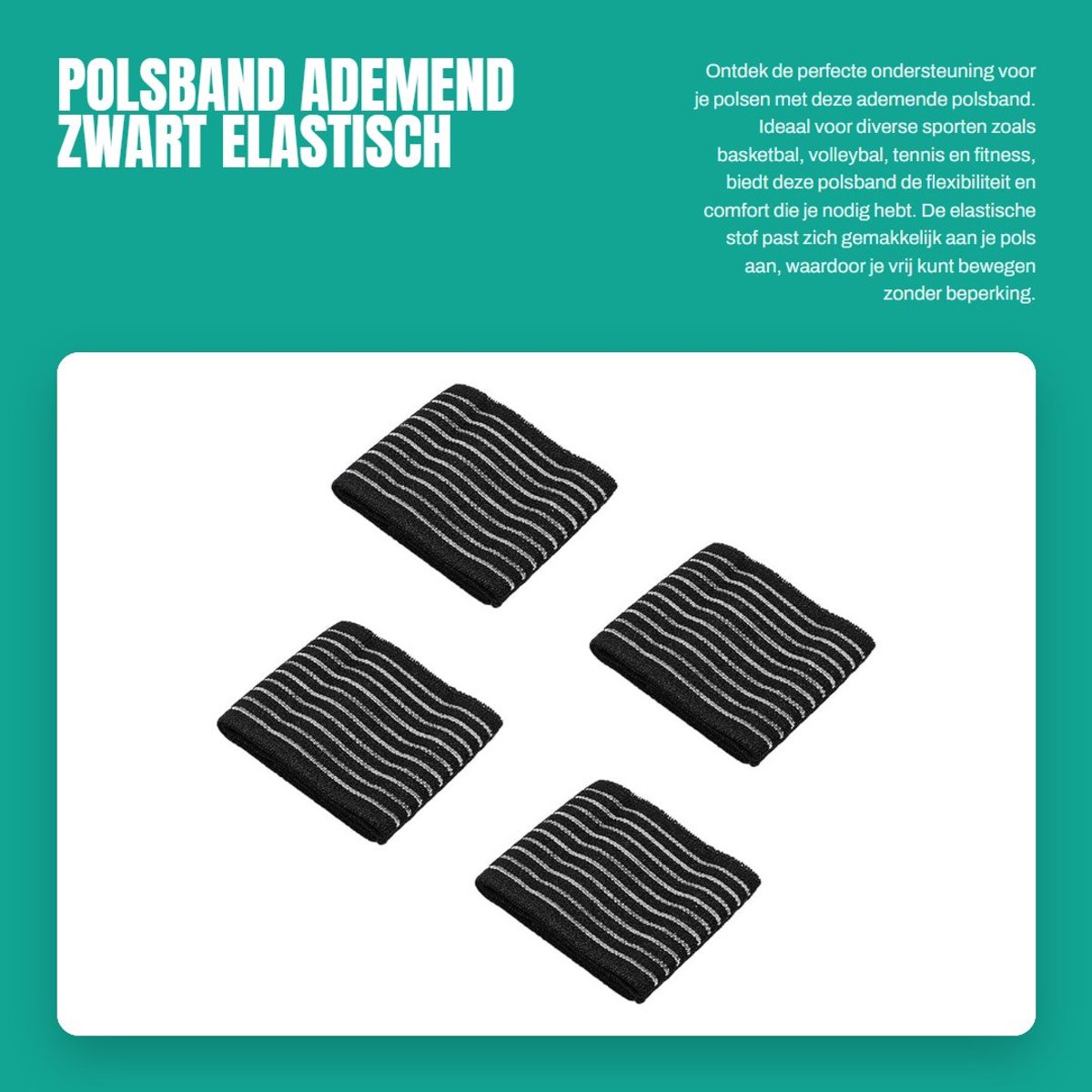 Dailygoods- Polsband Ademend - 4 Stuks - Elastisch - Sport - Carpaal Tunnel - Comfortabel Rasterontwerp - Polssteun