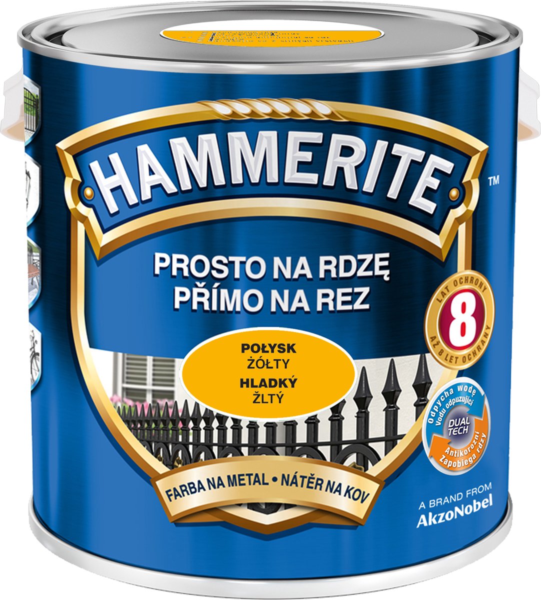 Hammerite Direct roest glad 2,5 l, Geel