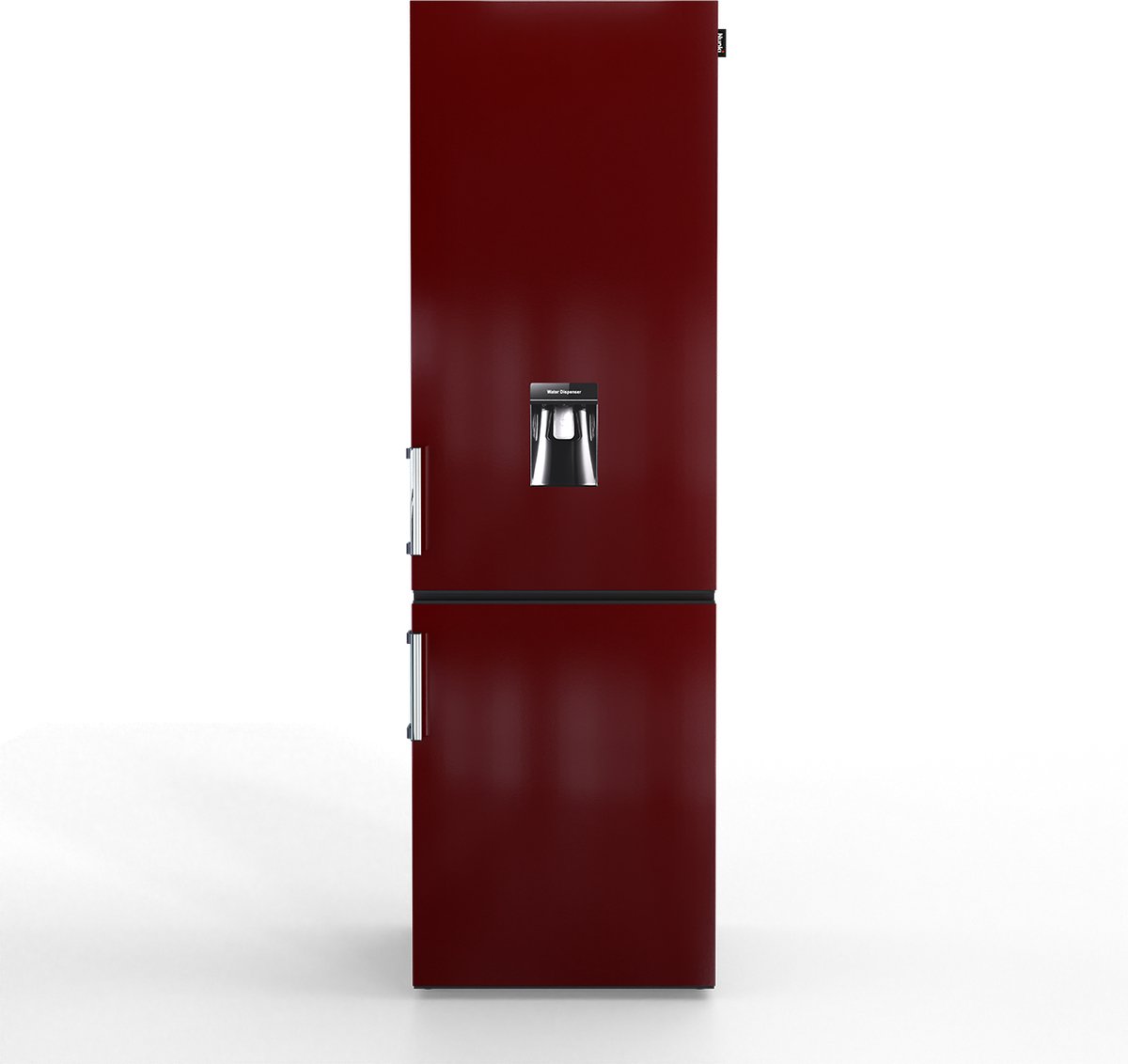 NUNKI LARGEH2O-ABUR / Combi Bottom Koelkast, E klasse, 268l, Waterdispenser, Burgundy, Gloss (ALL sides)