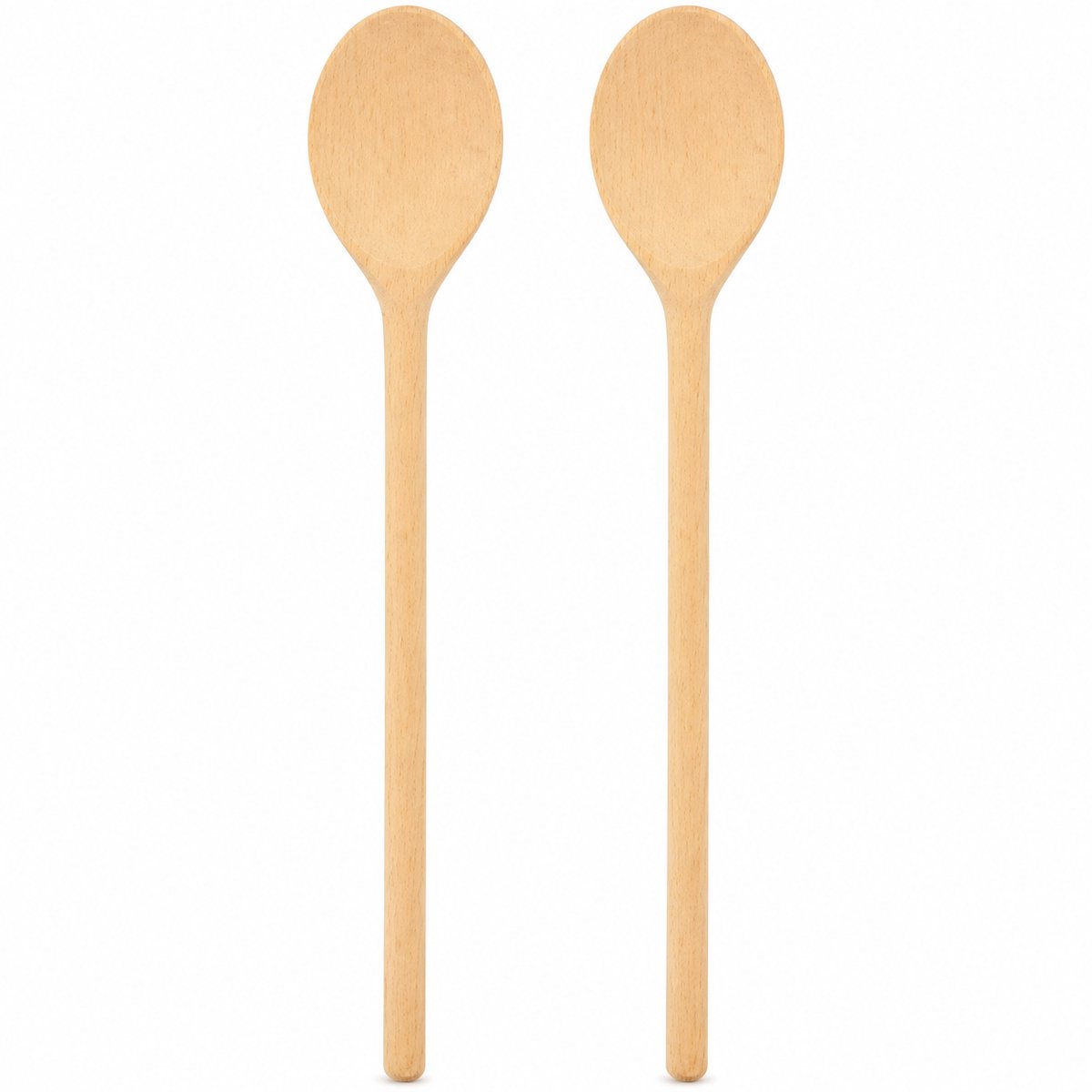2 x ovale houten kooklepels, 25 cm, stabiel keukengerei voor koken en bakken