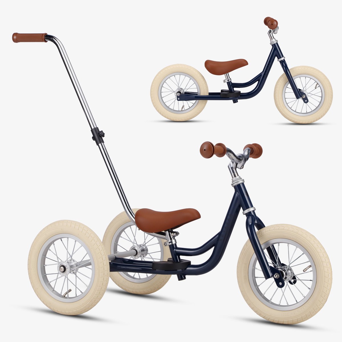 Køvapää Trike - 2 in 1 Loopfiets - 1.5 t/m 4 jaar - Met Naamsticker - 12 inch – Loopfiets - Blauw