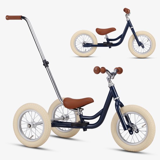 Køvapää Trike - 2 in 1 Loopfiets - 1.5 t/m 4 jaar - Met Naamsticker - 12 inch – Loopfiets - Blauw