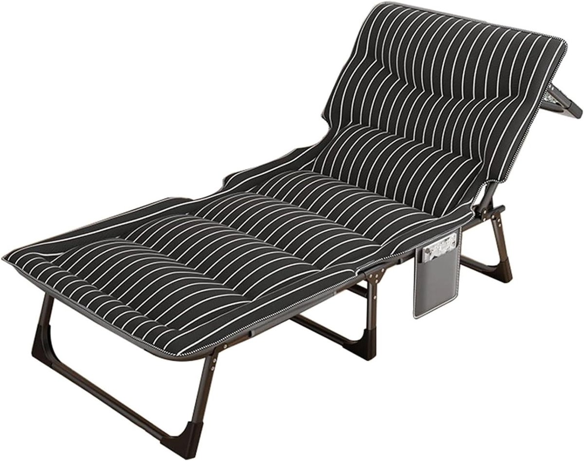 Opvouwbaar campingbed - Kampeerbed ligstoel - Ontspannen buiten - 4-standen verstelbaar - 190x70x30cm - Gestreept