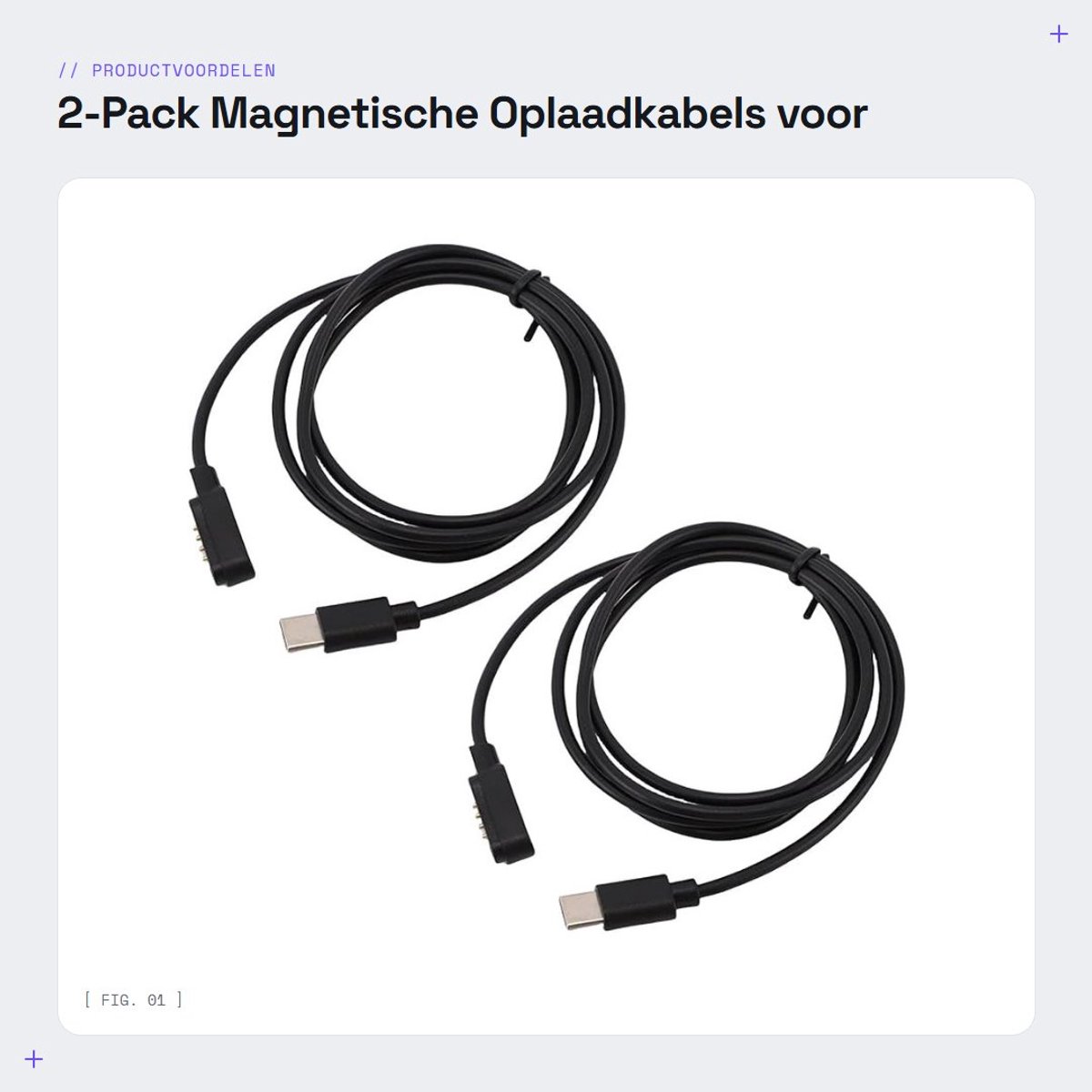 Dailygoods - 2-Pack Magnetische Oplaadkabels voor Spraakrecorders
